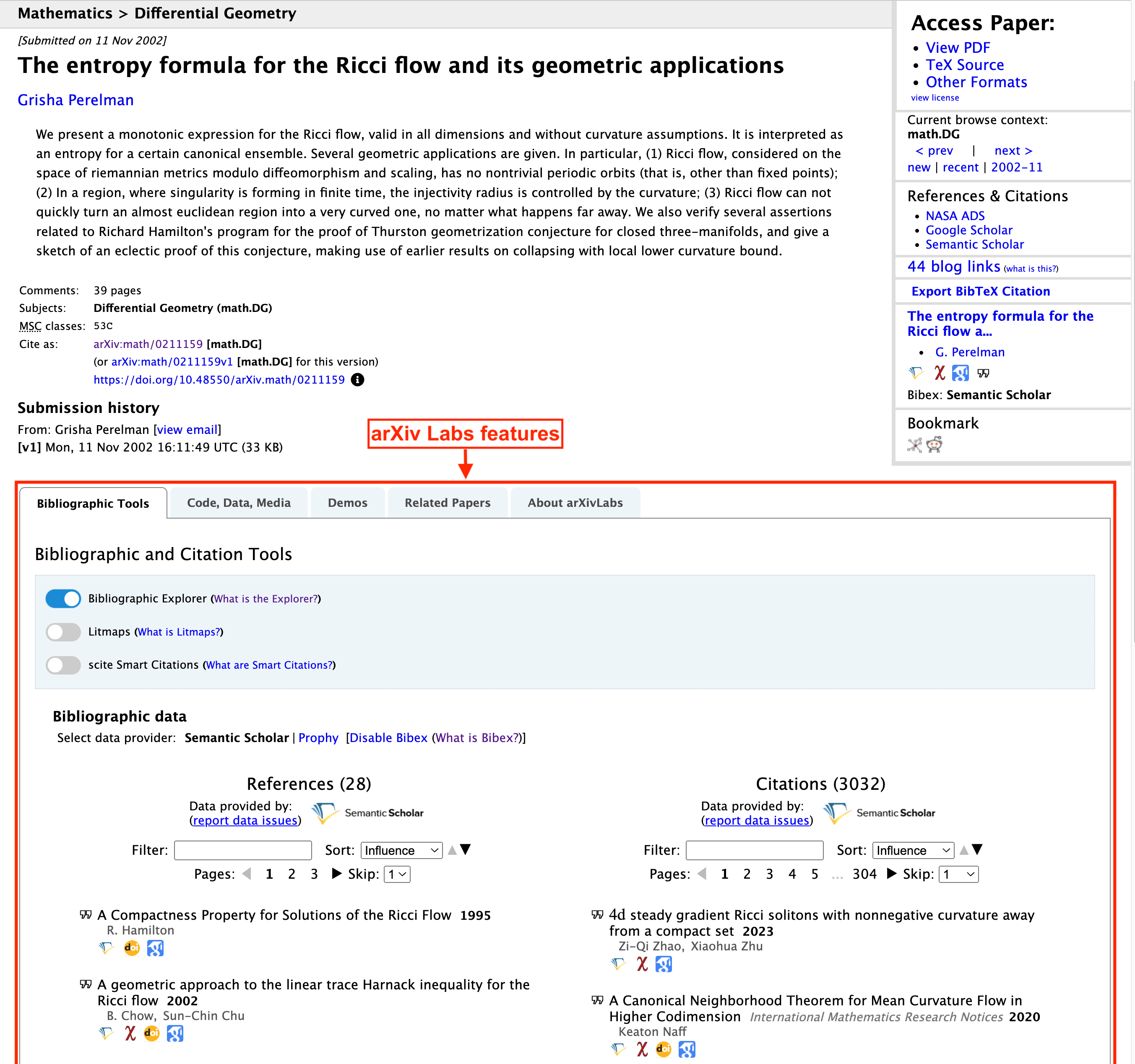 arXiv Labs features