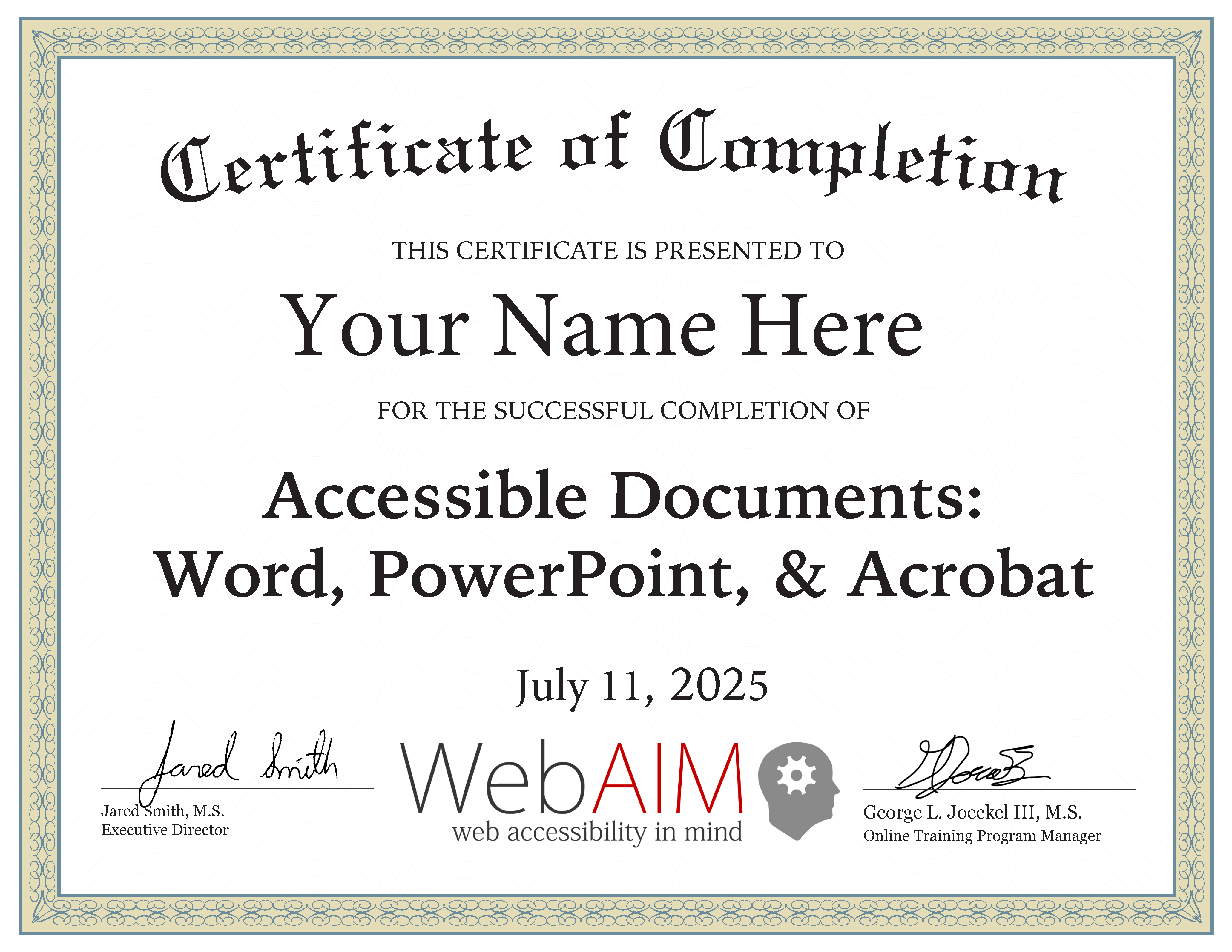 certificate of completion sample