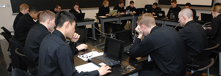 Midshipmen in computer lab