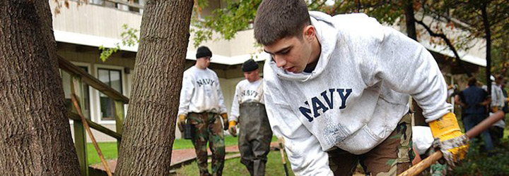 Midshipmen doing community service