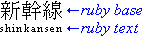 Diagram of ruby glyph layout in horizontal mode with ruby annotation appearing below the base