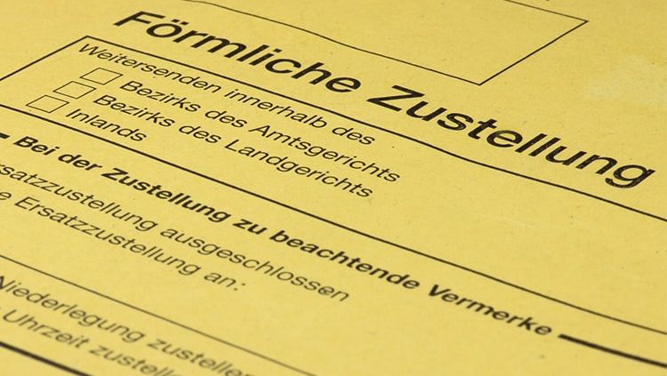 Einstweilige Verfügung Brief