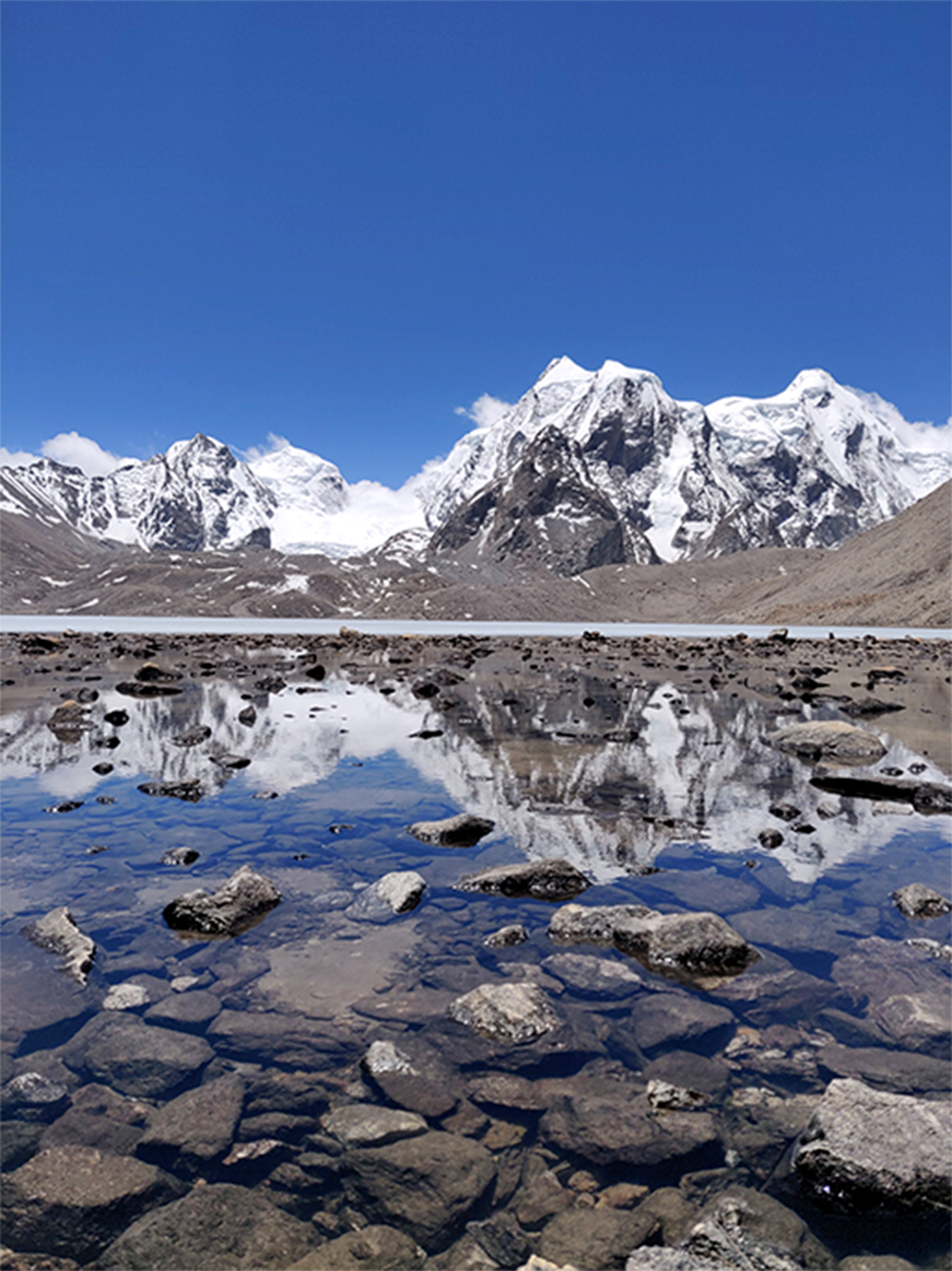 A giant mountain range in the Himalayas in northeastern India, photographed in April 2023.