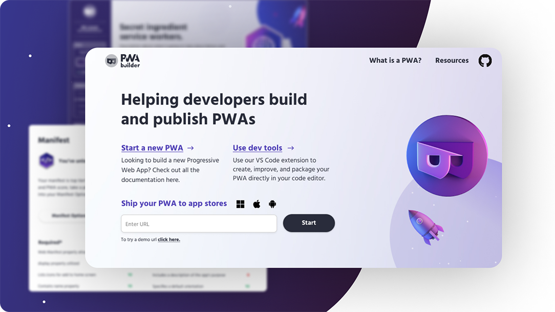 Screen shot of PWA Builder