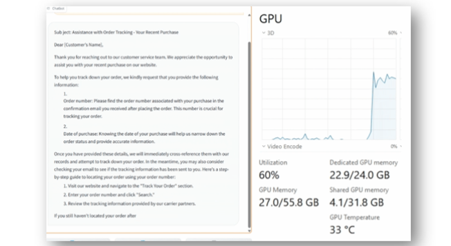 Screenshot of DirectML PyTorch sample.