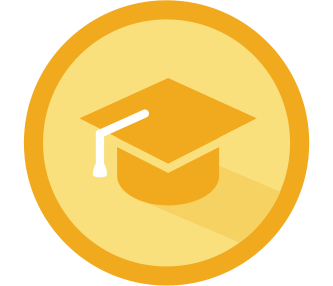 Yellow icon of a graduation cap