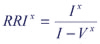 RRI^x = I^x / (I - V^x)