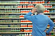 Senior woman shopping for supplements
