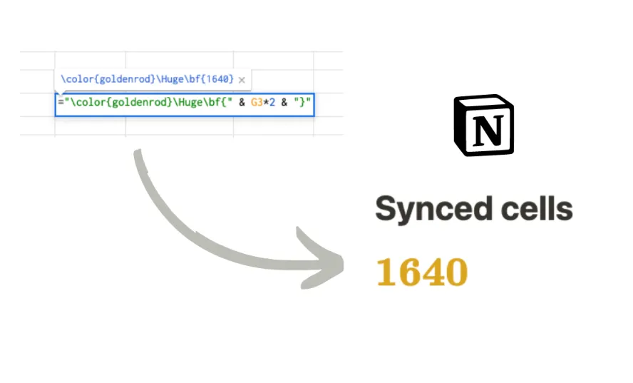 Value from a cell in Google Sheets to a Notion block.