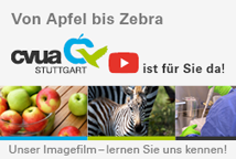 Sehen Sie sich unseren Imagefilm auf YouTube an. Der Link �ffnet ein neues Fenster. Die Grafik zeigt Fotos von �pfeln, einem Zebra und ein Laborbild nach dem Motto: Von Apfel bis Zebra - Wir sind f�r Sie da.