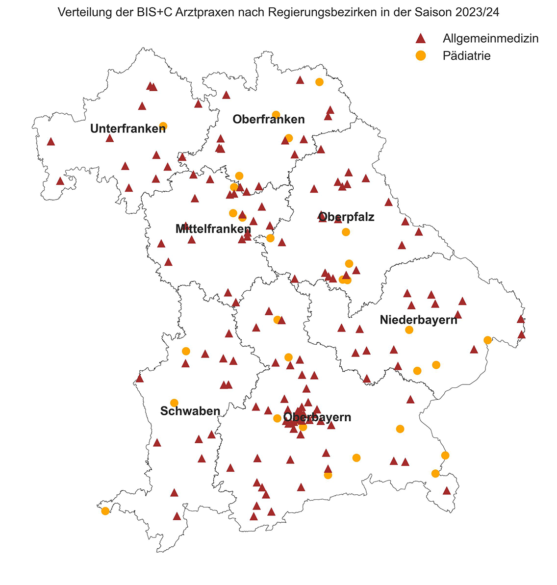 Abbildung 2: Teilnehmende BIS+C Sentinelpraxen der Saison 2022/2023, Stand 22.09.2023.