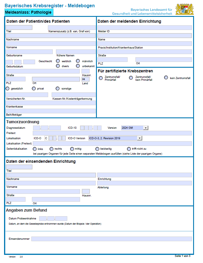 Meldebogen Pathologie