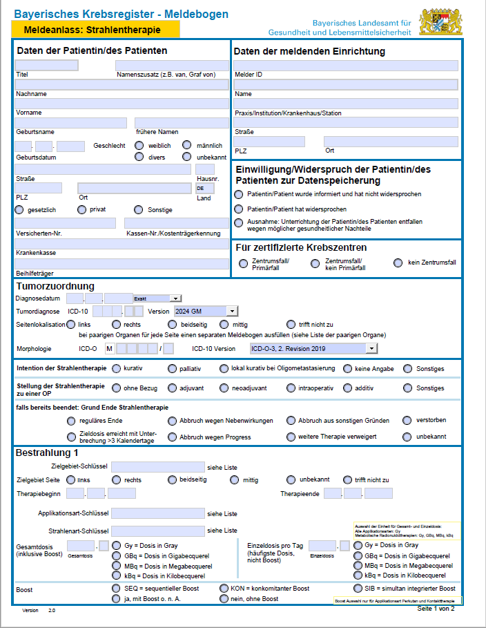 Meldebogen Strahlentherapie