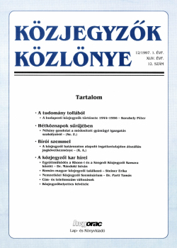 Közjegyzők Közlönye 1997 borítókép