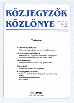 Közjegyzők Közlönye 1997 borítókép