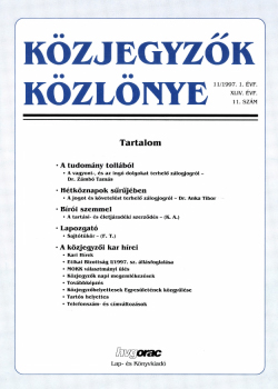 Közjegyzők Közlönye 1997 borítókép