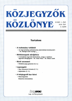 Közjegyzők Közlönye 1997 borítókép