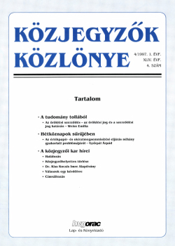 Közjegyzők Közlönye 1997 borítókép