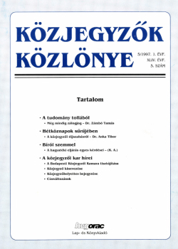 Közjegyzők Közlönye 1997 borítókép