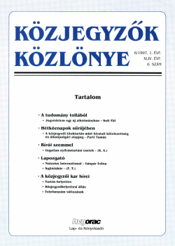 Közjegyzők Közlönye 1997 borítókép