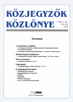 Közjegyzők Közlönye 1998 borítókép