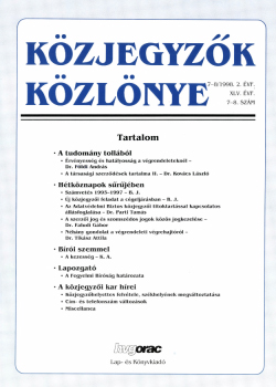 Közjegyzők Közlönye 1998 borítókép