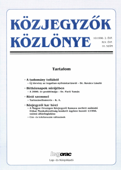 Közjegyzők Közlönye 1998 borítókép