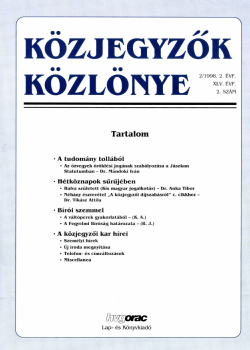 Közjegyzők Közlönye 1998 borítókép