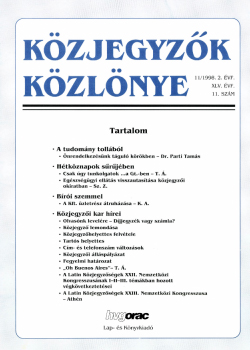 Közjegyzők Közlönye 1998 borítókép