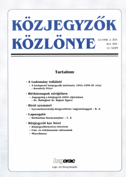 Közjegyzők Közlönye 1998 borítókép