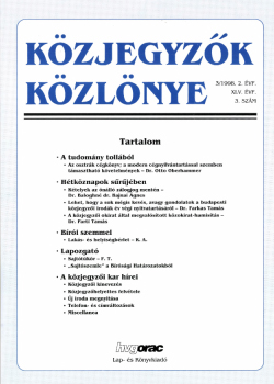 Közjegyzők Közlönye 1998 borítókép