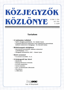 Közjegyzők Közlönye 1998 borítókép