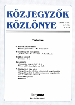 Közjegyzők Közlönye 1998 borítókép