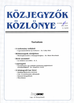 Közjegyzők Közlönye 1998 borítókép