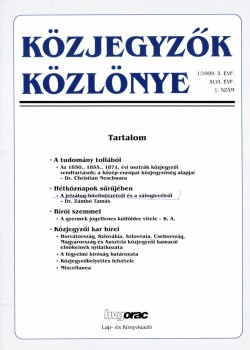 Közjegyzők Közlönye 1999 borítókép