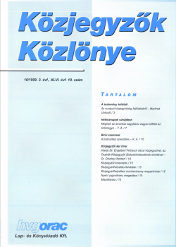 Közjegyzők Közlönye 1999 borítókép