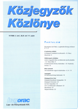 Közjegyzők Közlönye 1999 borítókép