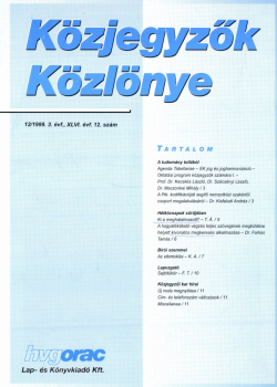 Közjegyzők Közlönye 1999 borítókép