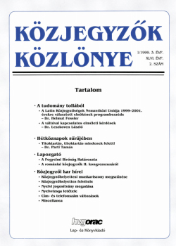 Közjegyzők Közlönye 1999 borítókép