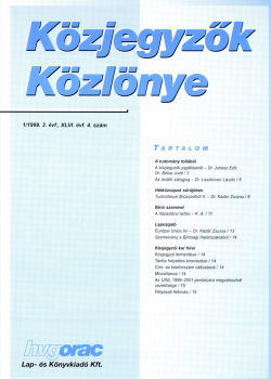 Közjegyzők Közlönye 1999 borítókép