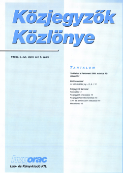 Közjegyzők Közlönye 1999 borítókép