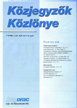 Közjegyzők Közlönye 1999 borítókép