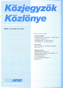 Közjegyzők Közlönye 2000 borítókép