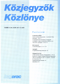 Közjegyzők Közlönye 2000 borítókép