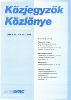 Közjegyzők Közlönye 2000 borítókép