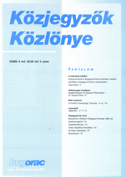 Közjegyzők Közlönye 2000 borítókép