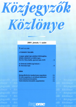 Közjegyzők Közlönye 2001 borítókép