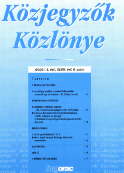 Közjegyzők Közlönye 2001 borítókép