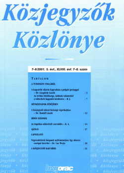 Közjegyzők Közlönye 2001 borítókép