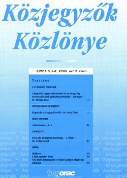 Közjegyzők Közlönye 2001 borítókép